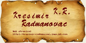Krešimir Radmanovac vizit kartica